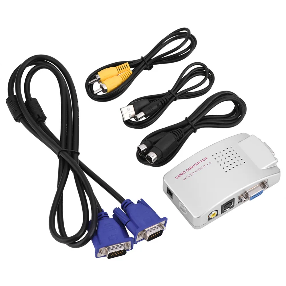 

VGA to TV AV RCA Signal Adapter Converter Video Switch Box Composite Supports NTSC PAL for Computer Laptop PC
