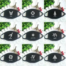 Экзо ChanYeol Baekhyun сухо Кай Чэнь SEHUN D.O. XIUMIN личный логотип печати K-поп маски Унисекс Хлопок Черный Рот Маски