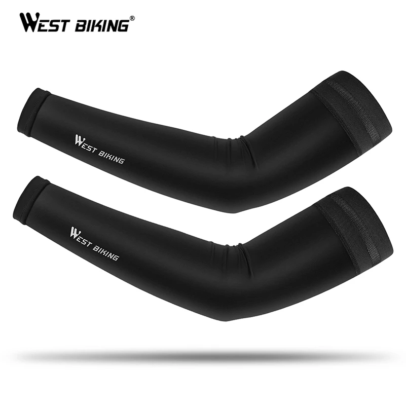 

WEST BIKING Breathable Quick Dry Cycling Arm Sleeves Fingerless Elbow Pad Fitness Armguards UV Protection Ice Fabric Arm Sleeves