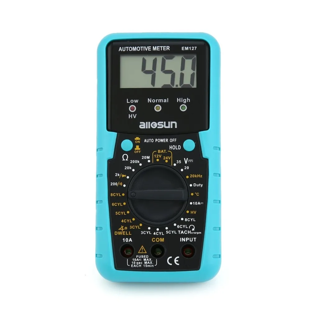 

Allsun EM127 Automotive Handheld Multimeter AC/DC Volt Ohm Diode Current Voltmeter Tester Meters Digital Ammeter Multitester