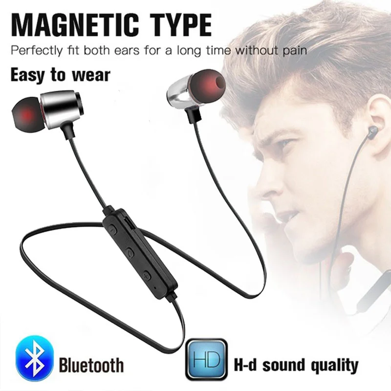 Магнитные музыкальные Bluetooth-наушники 5 0 Спортивная беспроводная гарнитура с