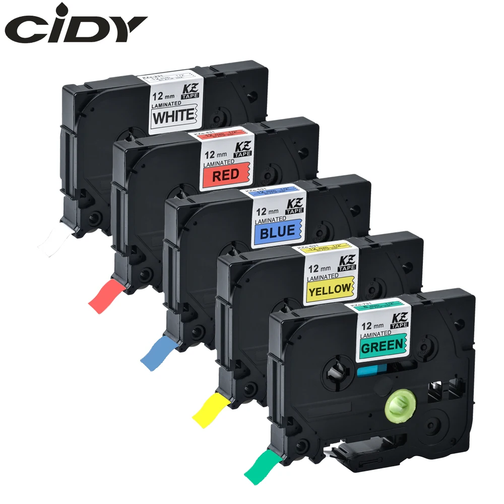 Cidy 5 rolls Смешанные TZe 231/431/531/631/731 ламинирования сильный клей ламинированные ленты для брата принтеры этикеток ленточная кассета