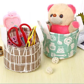 

18*14cm Cotton Linen Desktop Storage Basket 4 Styles Storage Box Container Makeup Closet Toy Boxes Organizer Case