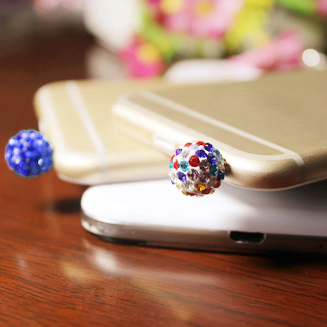 

Marsnaska New Elegance Fashion Style With Diamond Ball Design Mobile Phone Ear Cap Dust Plug For Iphone Samsung 3.5mm Dust Plug