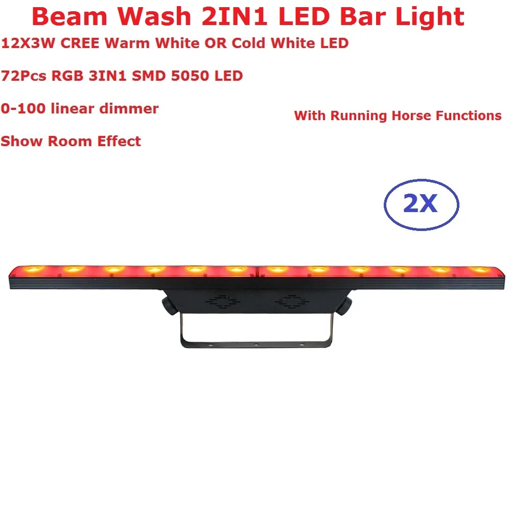 

2 Units 12X3W WW / CW Optional LED Wash Washer Lights Indoor DMX Wash Bar LED Stage Lighting With Running Horse Functions