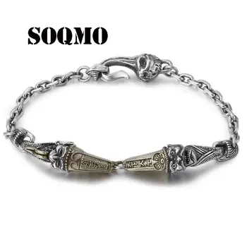 

SOQMO Couple Bracelet 100% Real 925 Sterling Silver Women Men Lucky God of wealth Bracelet Bangle Jewelry Tom Hope Trendy SQM243
