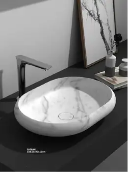 Price BATHROOM ABOVE COUNTER TOP Vessel Sink Natural Stone Oval Carrara WASHBASIN 38589N