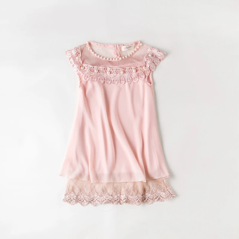 2018 г., Новое поступление, летнее Плиссированное шифоновое цельнокроеное платье для девочек с воротником с пайетками, детская одежда для