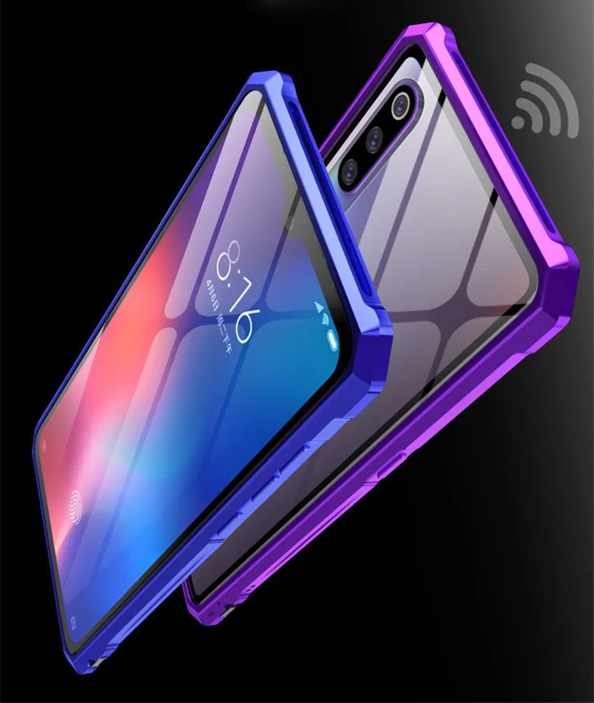 For Xiaomi Mi 9 Case Metal Bumper Glass Back Cover For Xiaomi 9 mi9 Transparent Tempered Glass Phone Case (14)