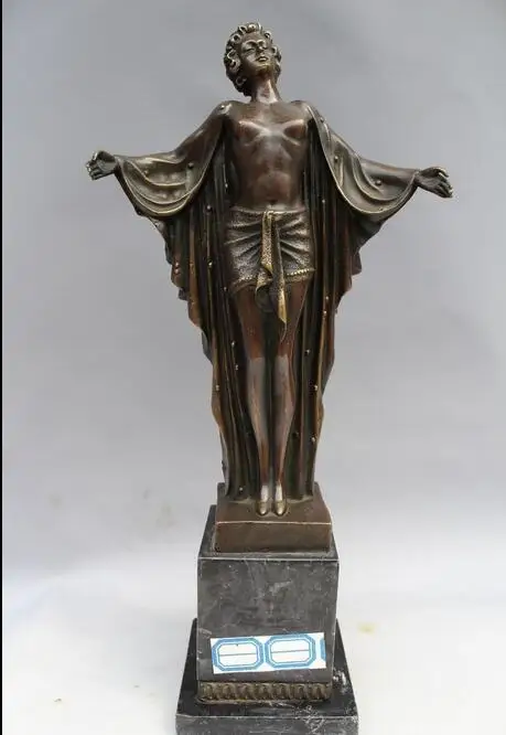 

free 17"Western Art sculpture Bronze Marble Great Sacred Priest Statue fast