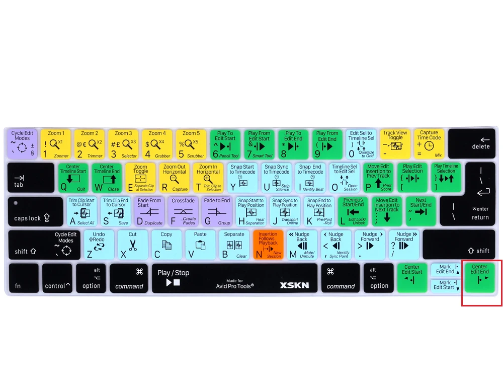 XSKN Avid Pro Tools Keyboard Skin for Touch Bar Macbook 13 15 A1706 A1707 (2016 Release) Music Software Shortcut Hot Keys Cover
