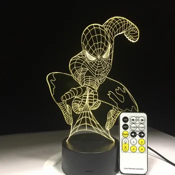 

7 Colors RGB Christmas Decor Atmosphere LED Night light Touch Smart Baby Bedroom 3D Lamp USB or Battery Powered Spiderman