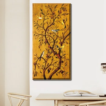 

Japan Style Wall Art Canvas Print Retro Poster Flower and Bird Stand on Tree Gallery Artwork Animal Painting Vintage Home Decor