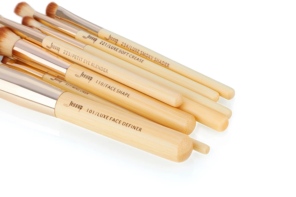Pincéis de Maquiagem Fundação em pó Kit de Ferramentas Jessup Escovas Bambu Profissional Conjunto Beleza Compõem Definer Shader Forro 10 Pçs 4 ferramentas fundação em pó definer shader forro