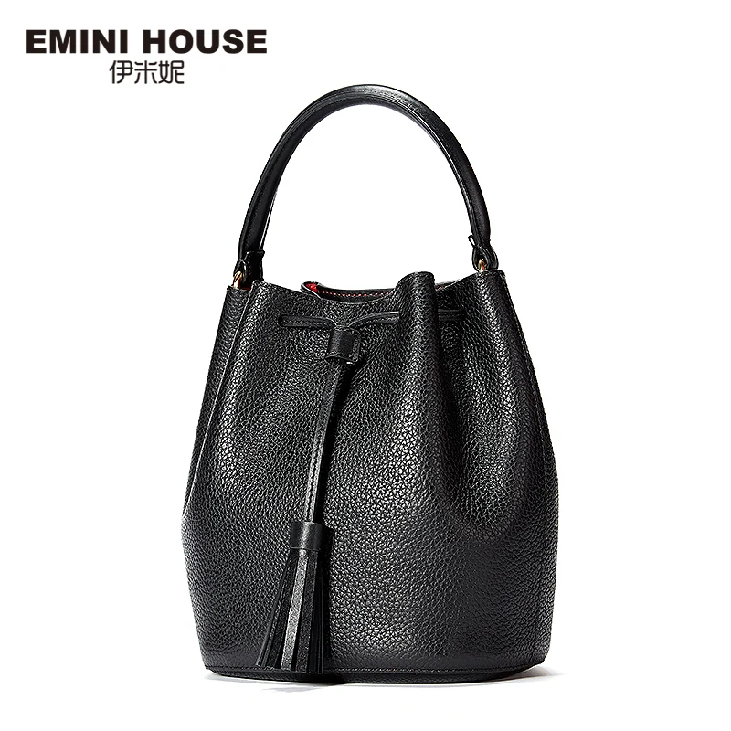 EMINI HOUSE Fashion Genuine Leather Bucket Bag Women Handbags Women Messenger Bags Luxury Shoulder Bags Crossbody Bags For Women