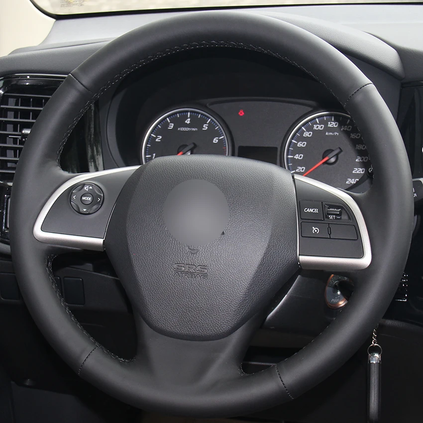 Черные кожаные чехлы рулевого колеса автомобиля для Mitsubishi Outlander 2013 Mirage ASX L200
