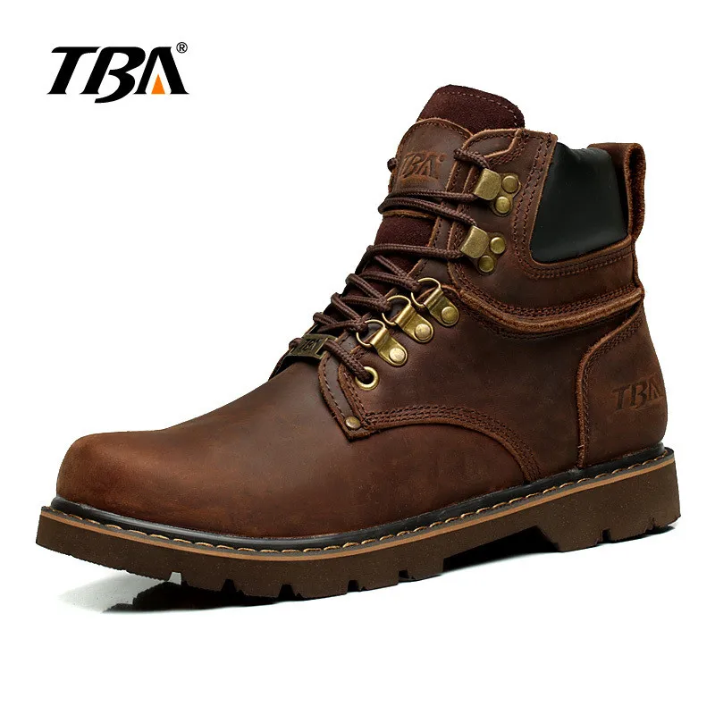 

TBA Men's Walking shoes brown/Yellow Leather Outdoor Sport Shoes Non-slip Walking Shoes Sneakers 5703