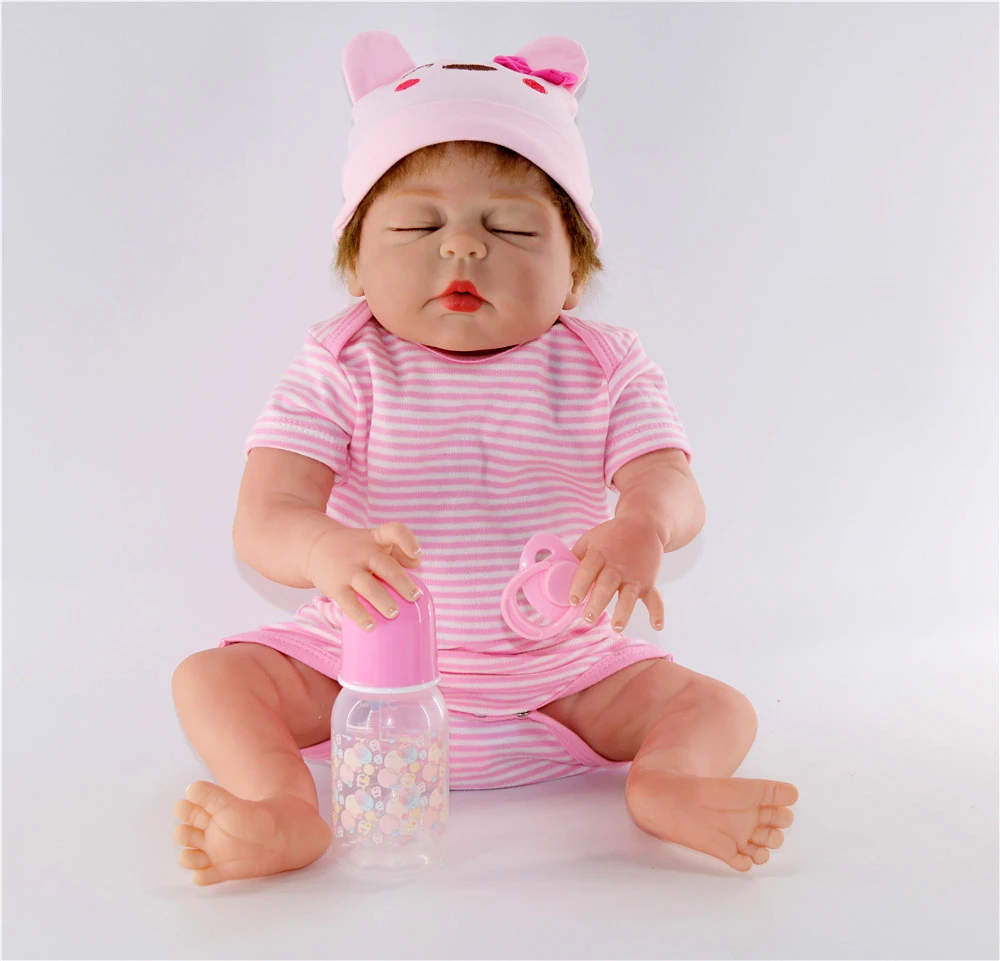 23"57cm full silicone vinyl reborn baby dolls toys gift can bathe real
