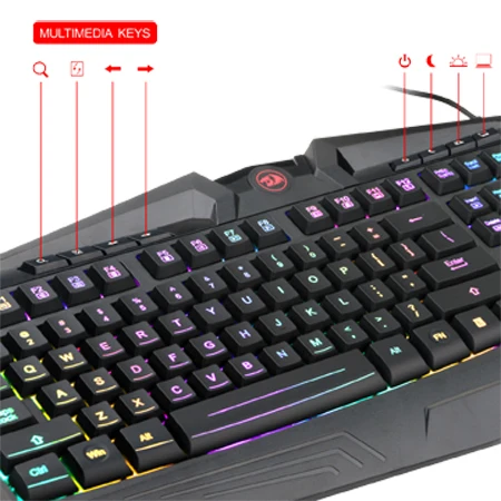 Redragon K503 Gaming Keyboard RGB LED Backlit  with 12 dedicated Multimedia Keys Total 112 Quiet keys Full Size Keyboard 