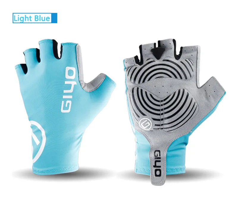 light blue Новые летние велосипедные перчатки без пальцев перчатки сломанные ветровые Дорожные Перчатки для езды на горном велосипеде дышащие противоскользящие велосипедные перчатки без пальцев - Цвет: light blue