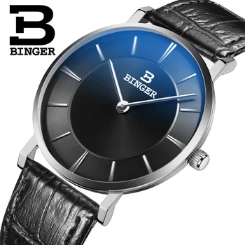 

Switzerland BINGER men watches luxury brand quartz leather strap ultrathin Wristwatches Waterproof 1 year Guarantee B9013-2