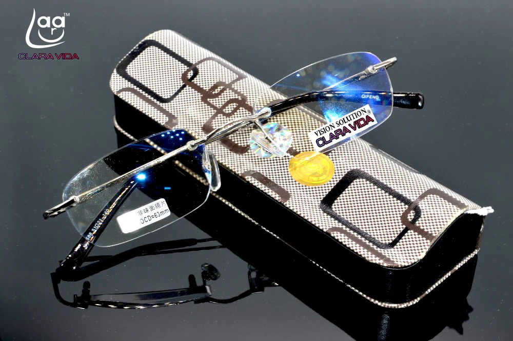 CLARA VIDA rimless frameless quality 12 layers coated silver rigid with case reading glasses+1.0 +1.5 +2.0 +2.5 +3.0 +3.5 +4.0 | Аксессуары