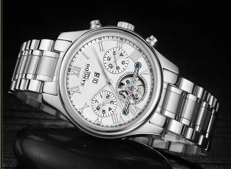 40mm Sangdo Business font b watch b font Automatic Self Wind movement Sapphire Crystal High quality