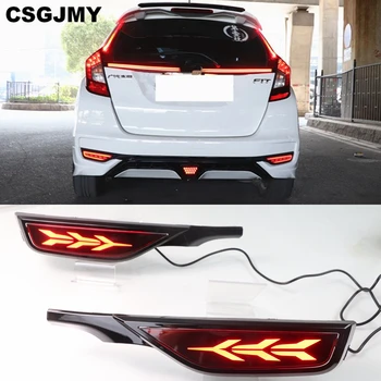 

CSGJMY 2PCS Brake Light 12V Car LED Rear Fog Lamp Rear Bumper Light Flowing Turn Signal Reflector For Honda Fit Jazz 2018 2019