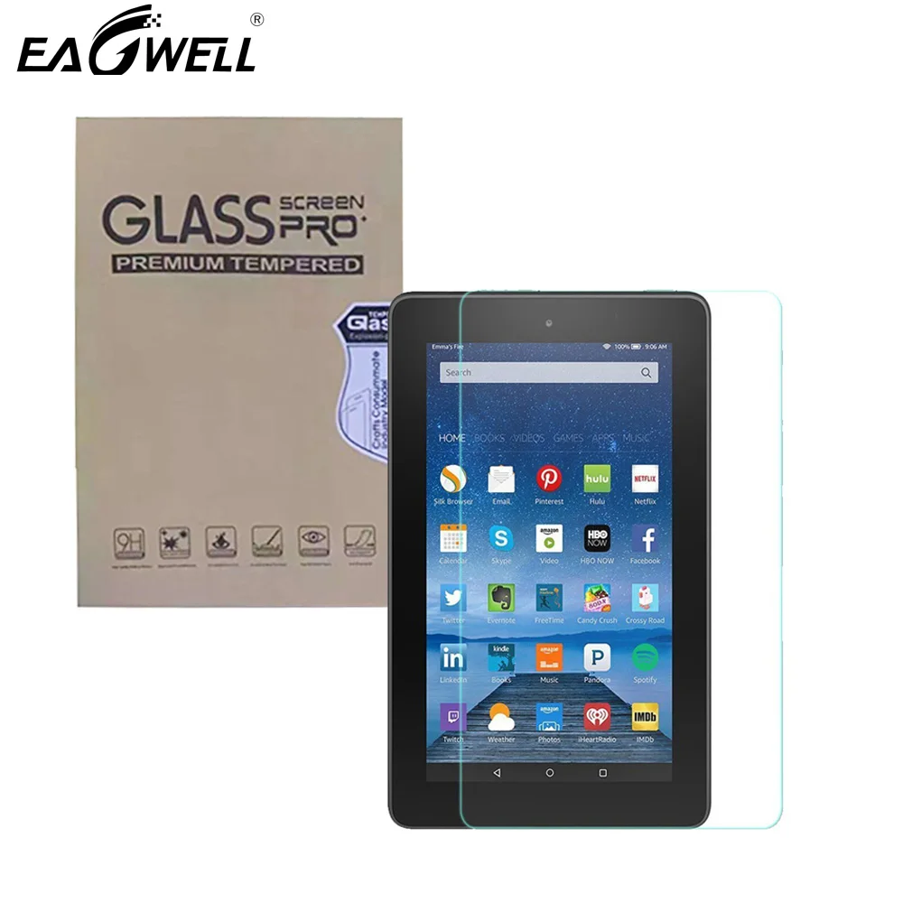 

Eagwell 9H Hardness 0.5mm Thickness HD Transparent Full Screen Protector Tempered Glass For Amazon kindle fire 7 5th Gen 2015