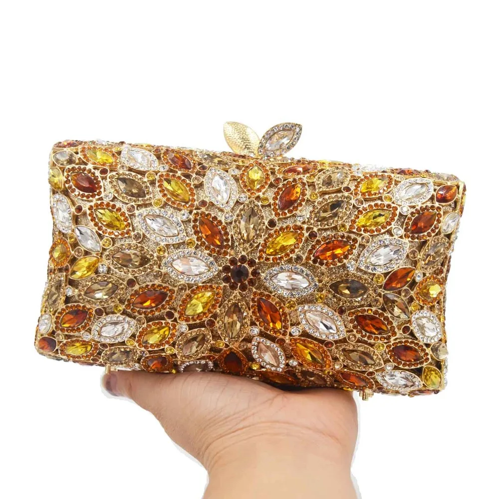 

Brown cylinder rhinestone Crystal Evening Bag metal Heavy Clutch Bag Prom Evening Bags Purse for Female deluxe Wedding Bag SC900