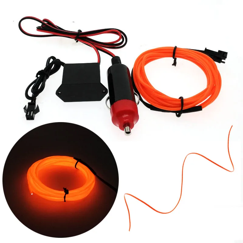 Car EL Wrie Cigarette Lighter Socket Plug Neon Light Car Decor Light Neon LED lamp Flexible EL