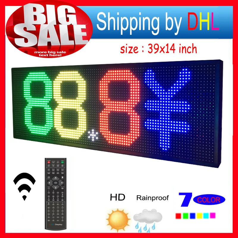 RGB вывеска светодиодная уличная программируемая 39 х14 дюймов 7 цветов|messages led