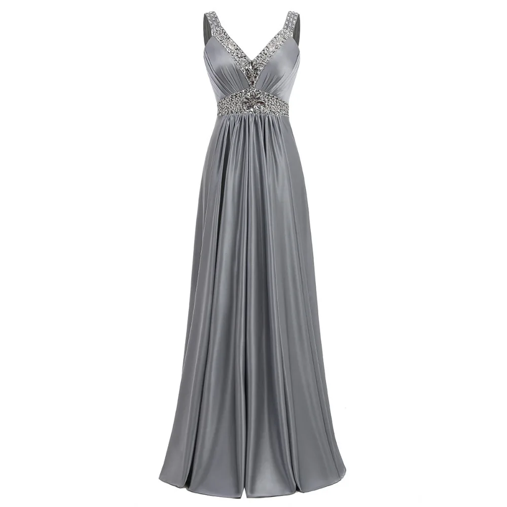 

Grey Vestido De Noite Floor-length A Line Formal Prom Party Gowns Sexy Long Evening Dress 2019