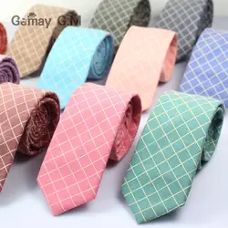 New Fashion Cotton Ties For Men Casual Plaid Mens Necktie Gravatas Corbatas Slim Suits Vestidos Neckties Party Skinny Neck Tie