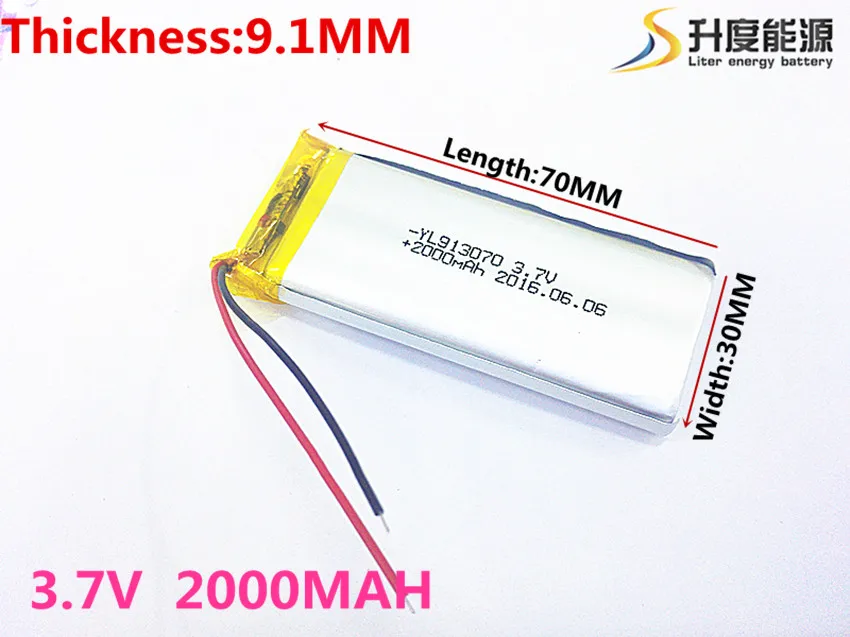 

3.7V,2000mAH [903070] [913070] PLIB (polymer lithium ion / Li-ion battery ) for Smart watch,GPS,mp3,mp4,cell phone,speaker