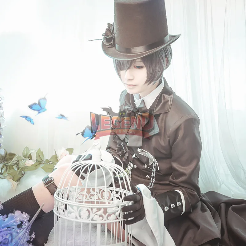 Cospalylegend Аниме kuroshitsuji черный бултер Небесный Phantomhive косплей костюм наряд с шляпой