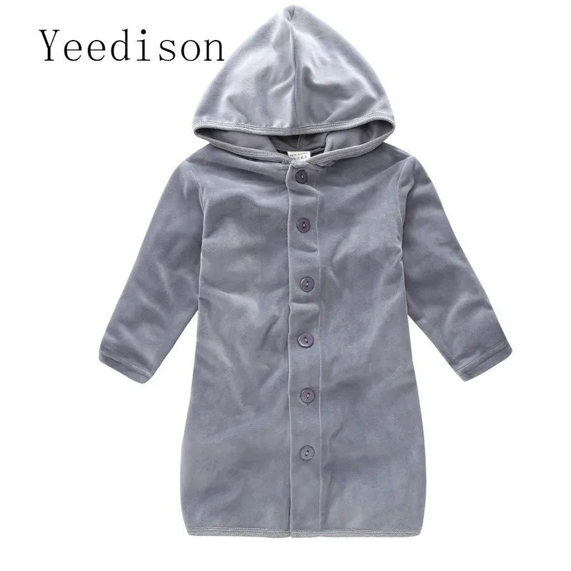 

Korean New Pattern Children's Garment Bathrobe Long Sleeve Solid Color Flannel In Children