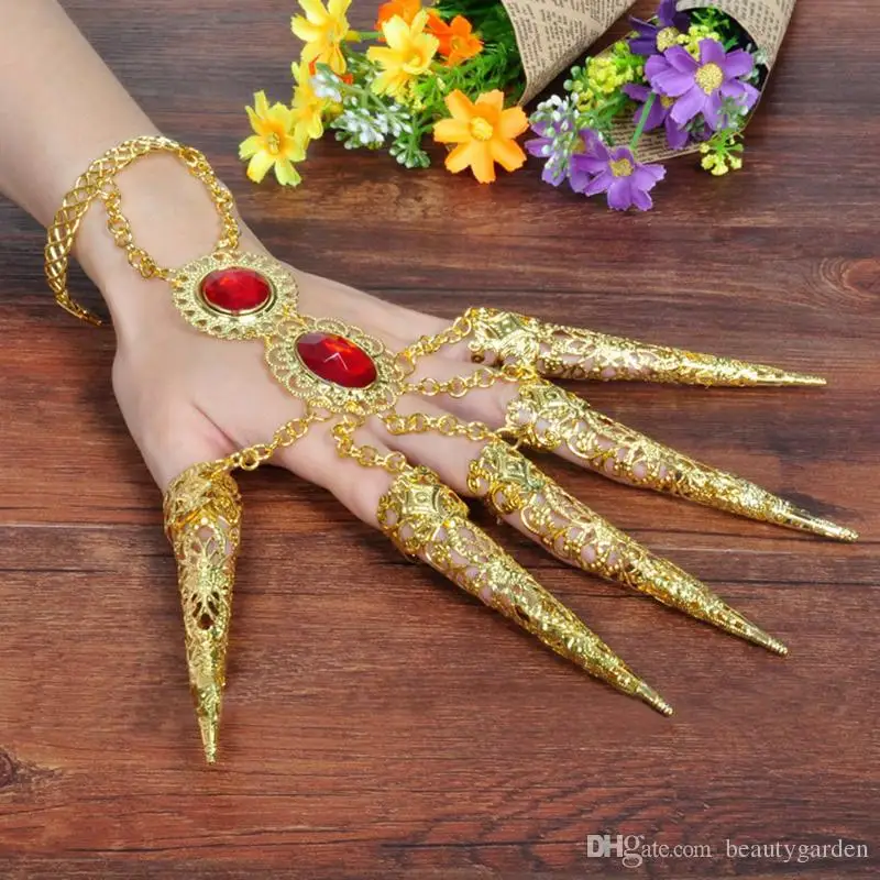 Женский танцевальный браслет костюма золото Avalokitesvara Ногти горный хрусталь кончики пальцев украшение для пальцев tb104