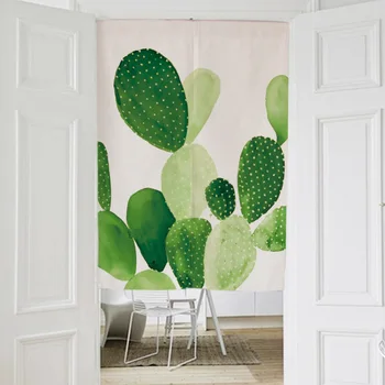 

Nordic CACTUS PLANT Japanese decorative door curtains fabric cloth cotton home screens partition window curtains