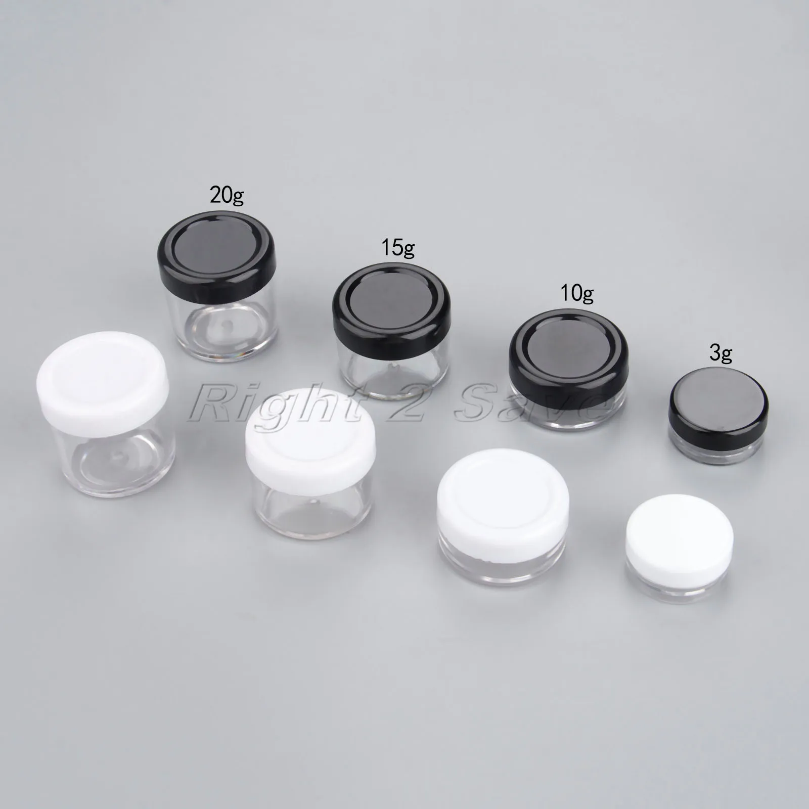 

5PCS Plastic Jar 3g/10g/15g/20g Cream Container Refillable Cosmetic Empty Pot Potable Travel Transparent Black White Makeup Tool