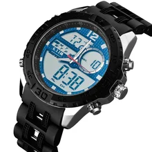 6,11 мужские новые стильные пластиковые часы, светящийся ремешок с двойным движением, мужские водонепроницаемые наружные светодиодный часы, мужские спортивные часы, кварцевые часы