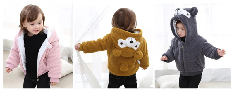  autumn winter baby boys girls hooded jackets new pattern duffy bear pink gray yellow coats children clothes (5)