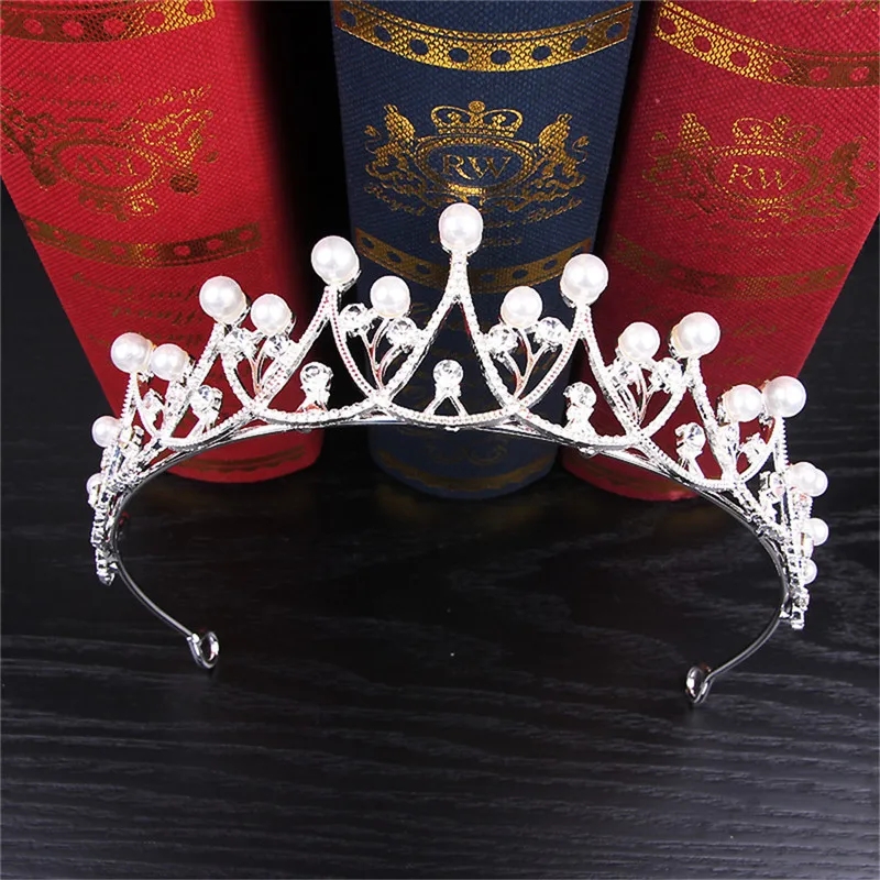 

Crystal Pearl Tiara Wedding Crown Hairwear Bride Hair Accessories Round Crown Bridal Pearl Tiara Headband Princess Girl Crown