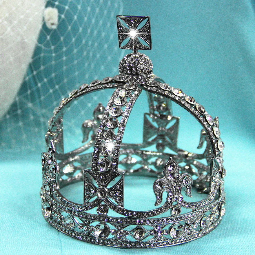 George IV State Diadem Royalty Tiaras Victoria and Alexandra Royal crowns  baroque full round circle crown for Miss America