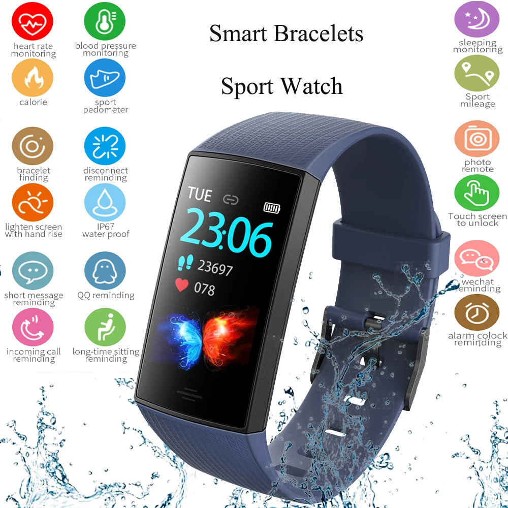 

Fitness step counter Smart Watch Blood Pressure Heart Rate Monitor Pedometer IP67 Waterprood Sport Smartwatches For Android IOS