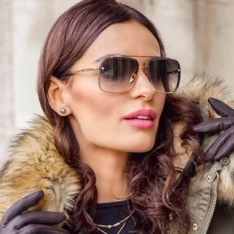 

High Quality Women's Square Cutting Lens Sunglasses Men Brand Designer Ins Trend Gradient Sun Glasses For Female Shades UV400