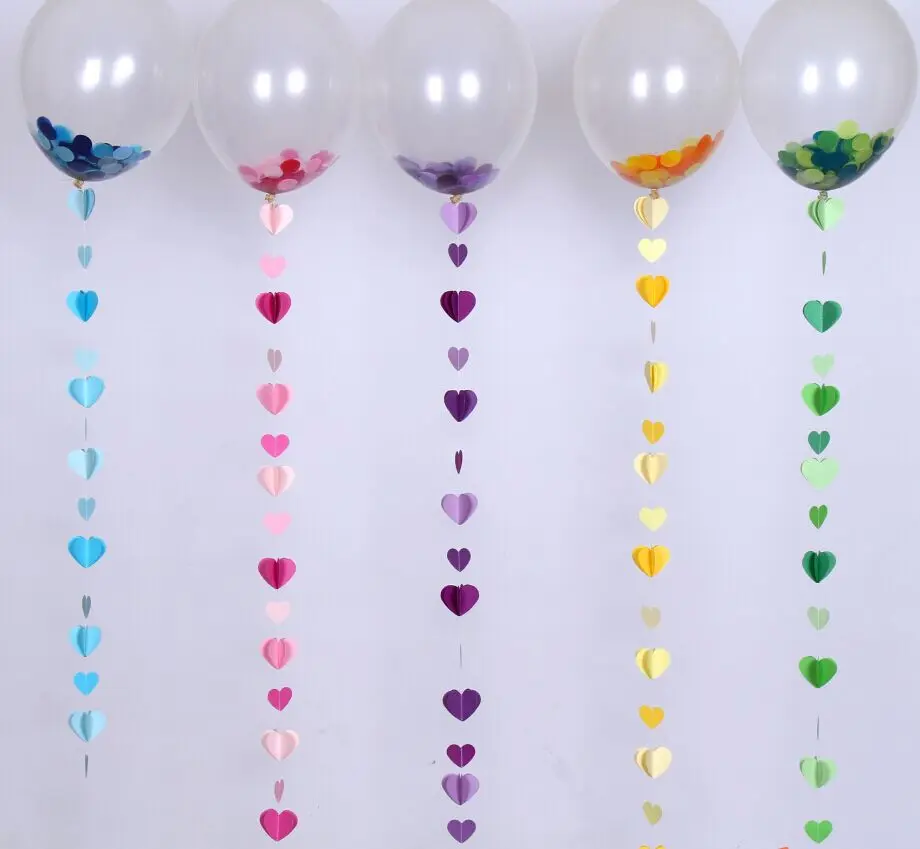 5pcs Lot 3d Heart Garland Blue Yellow Pink Green Purple