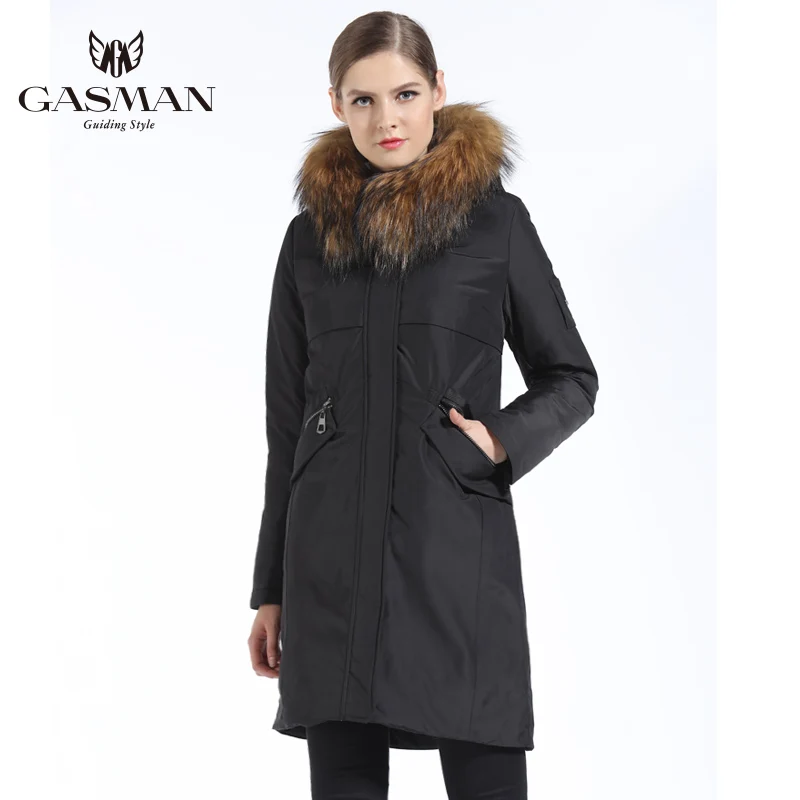 GASMAN 2018 New Winter Collection Women's Parka Hooded Warm Jacket For Women Parka Padded Coat Winter Natural Fur Collar Raccoon