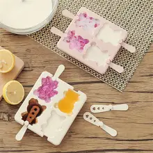 Еда Класс форма для изготовления мороженого «сделай сам» с рисунком медведя льда лоток Ящик со стаканчиками форма для мороженого Кухня самодельный лед чайник для детей