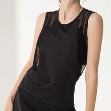 Женский сплошной цвет без рукавов Круглый воротник Быстросохнущий жилет для лета Йога Бег FH99